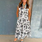 Midnight Garden Zip Front Midi Dress - Jessi Jayne Boutique