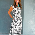 Midnight Garden Zip Front Midi Dress - Jessi Jayne Boutique