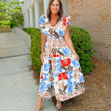Wild Bloom Smocked Midi Dress - Jessi Jayne Boutique