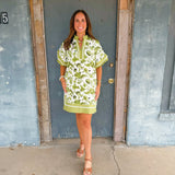 Green Garden Trim Detail Dress - Jessi Jayne Boutique