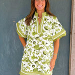 Green Garden Trim Detail Dress - Jessi Jayne Boutique