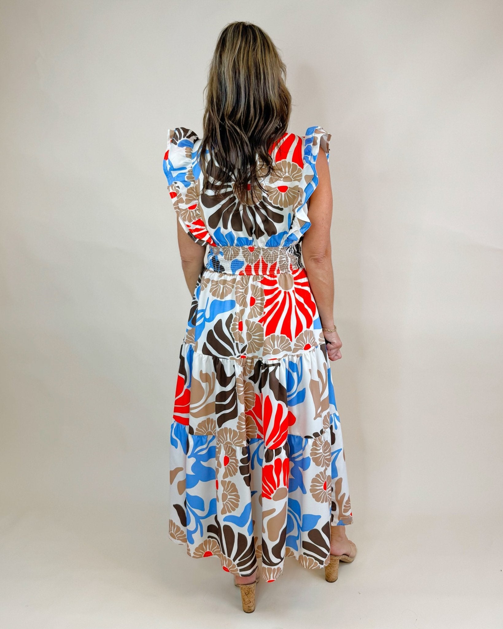 Wild Bloom Smocked Midi Dress - Jessi Jayne Boutique