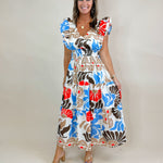 Wild Bloom Smocked Midi Dress - Jessi Jayne Boutique