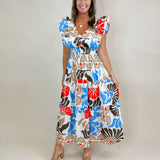 Wild Bloom Smocked Midi Dress - Jessi Jayne Boutique
