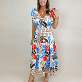 Wild Bloom Smocked Midi Dress - Jessi Jayne Boutique