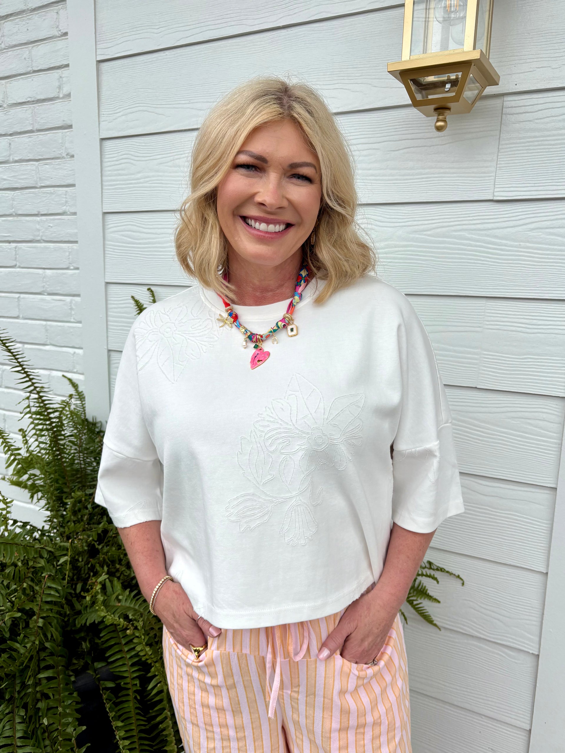 Soft Bloom Floral Embroidered Tee | Jessi Jayne Boutique