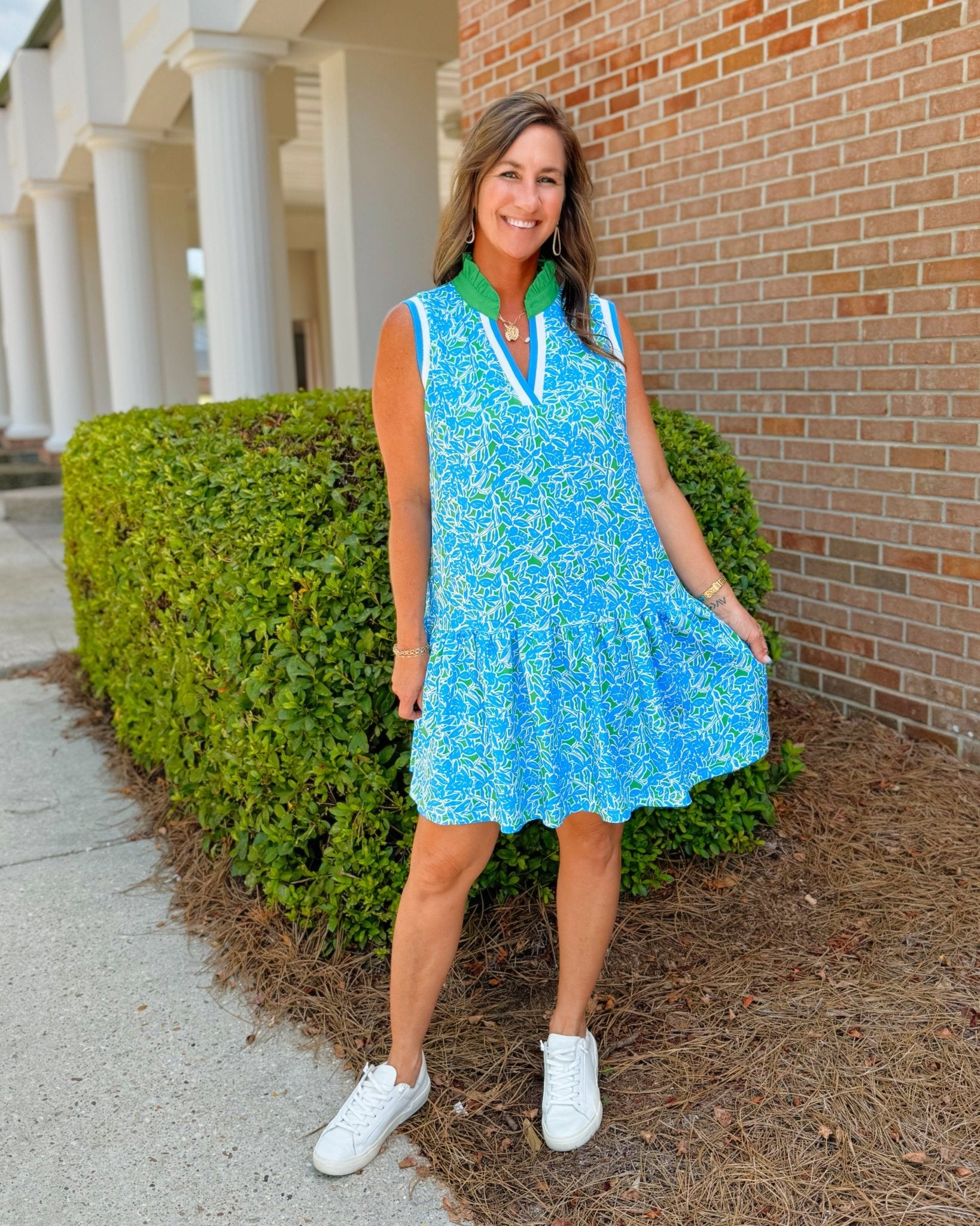 Key Lime Pop Leaf Print Dress - Jessi Jayne Boutique