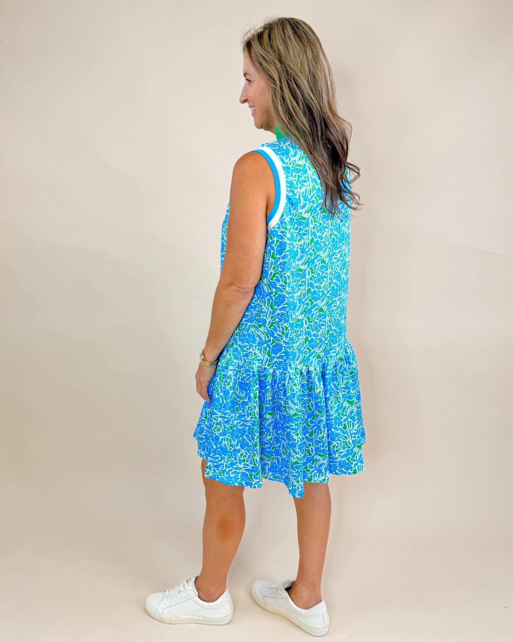 Key Lime Pop Leaf Print Dress - Jessi Jayne Boutique