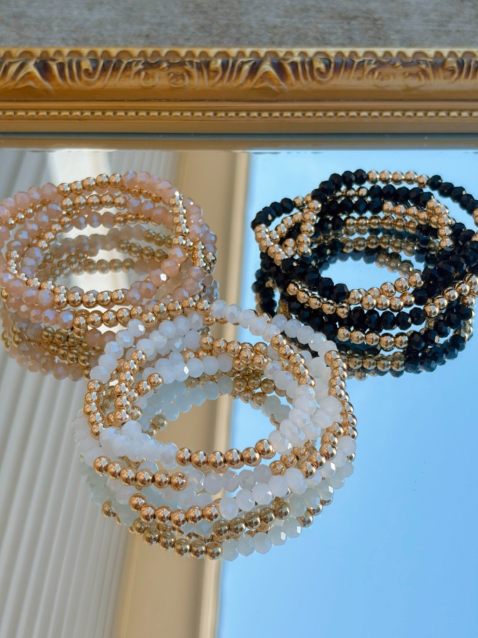 Crystal & Gold Stretch Bracelet Set - Jessi Jayne Boutique