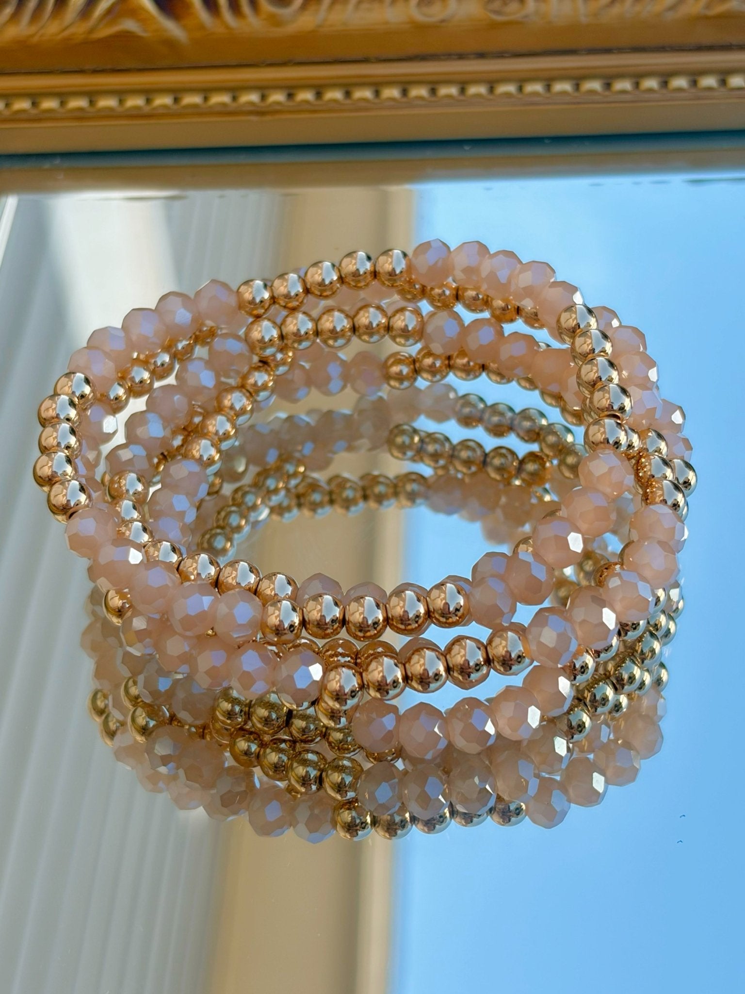 Crystal & Gold Stretch Bracelet Set - Jessi Jayne Boutique