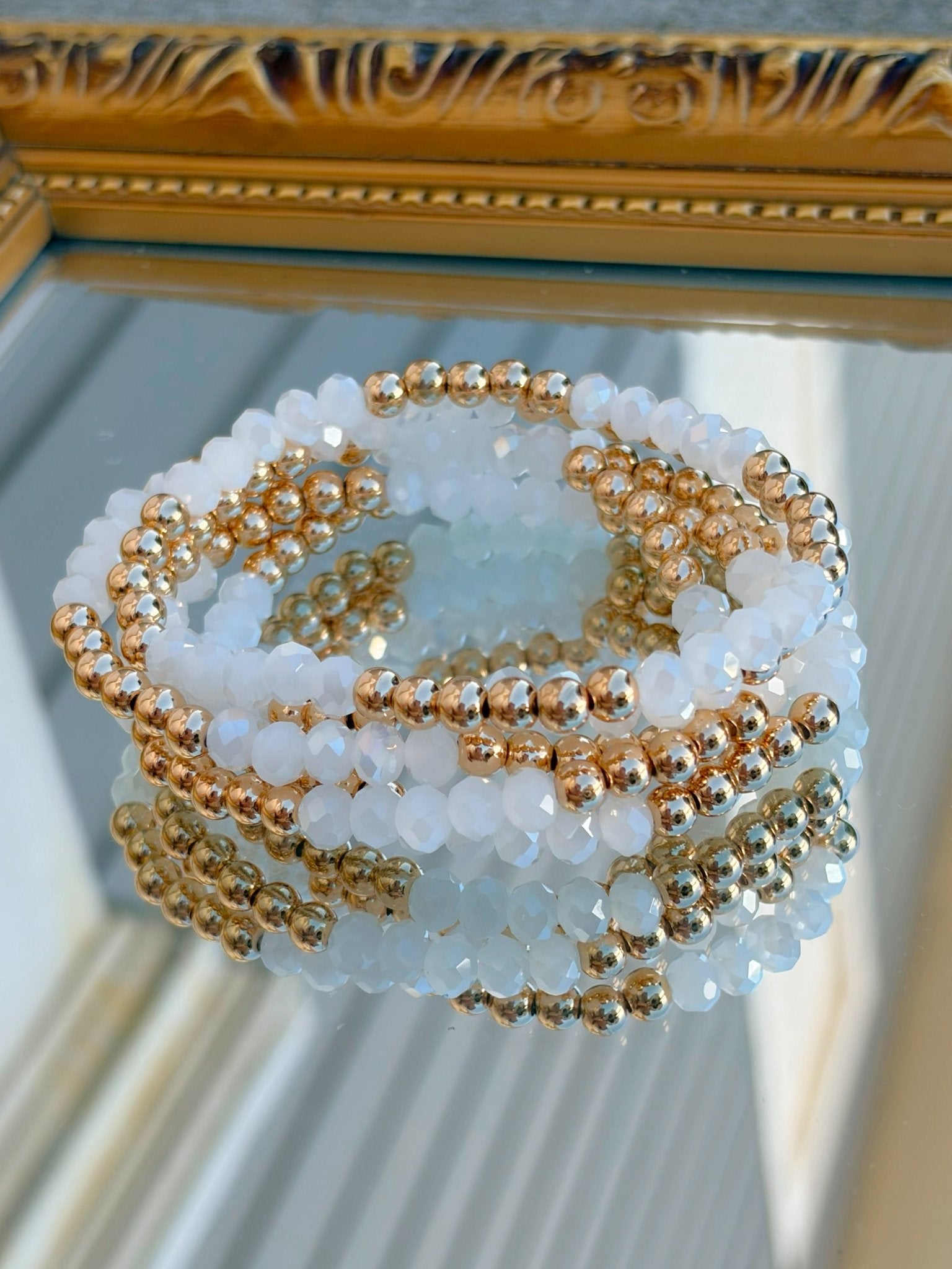 Crystal & Gold Stretch Bracelet Set - Jessi Jayne Boutique