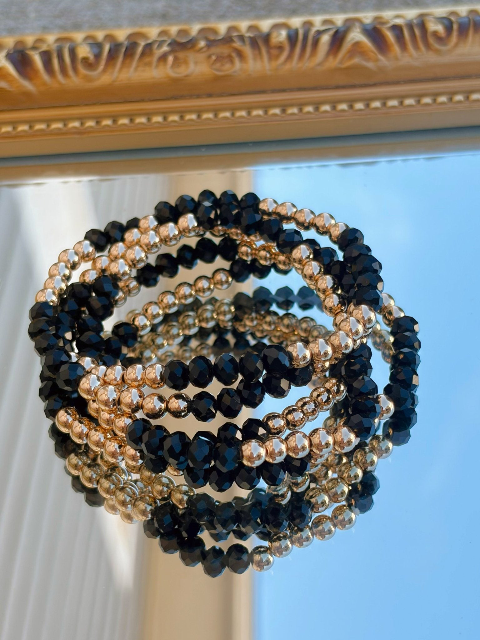 Crystal & Gold Stretch Bracelet Set - Jessi Jayne Boutique