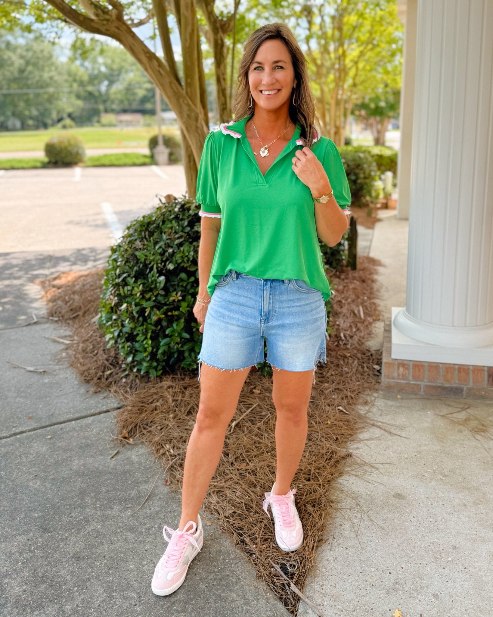 Game Day Prep Ruffle Polo Top - Jessi Jayne Boutique