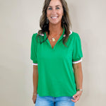 Game Day Prep Ruffle Polo Top - Jessi Jayne Boutique
