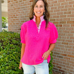Pink Punch Textured Poplin Top - Jessi Jayne Boutique
