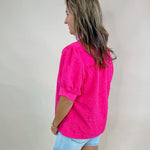 Pink Punch Textured Poplin Top - Jessi Jayne Boutique