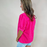 Pink Punch Textured Poplin Top - Jessi Jayne Boutique