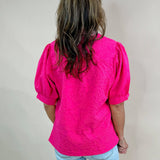 Pink Punch Textured Poplin Top - Jessi Jayne Boutique