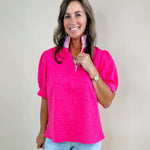 Pink Punch Textured Poplin Top - Jessi Jayne Boutique