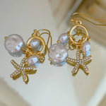 Pearl & Starfish Cluster Drop Earrings - Jessi Jayne Boutique