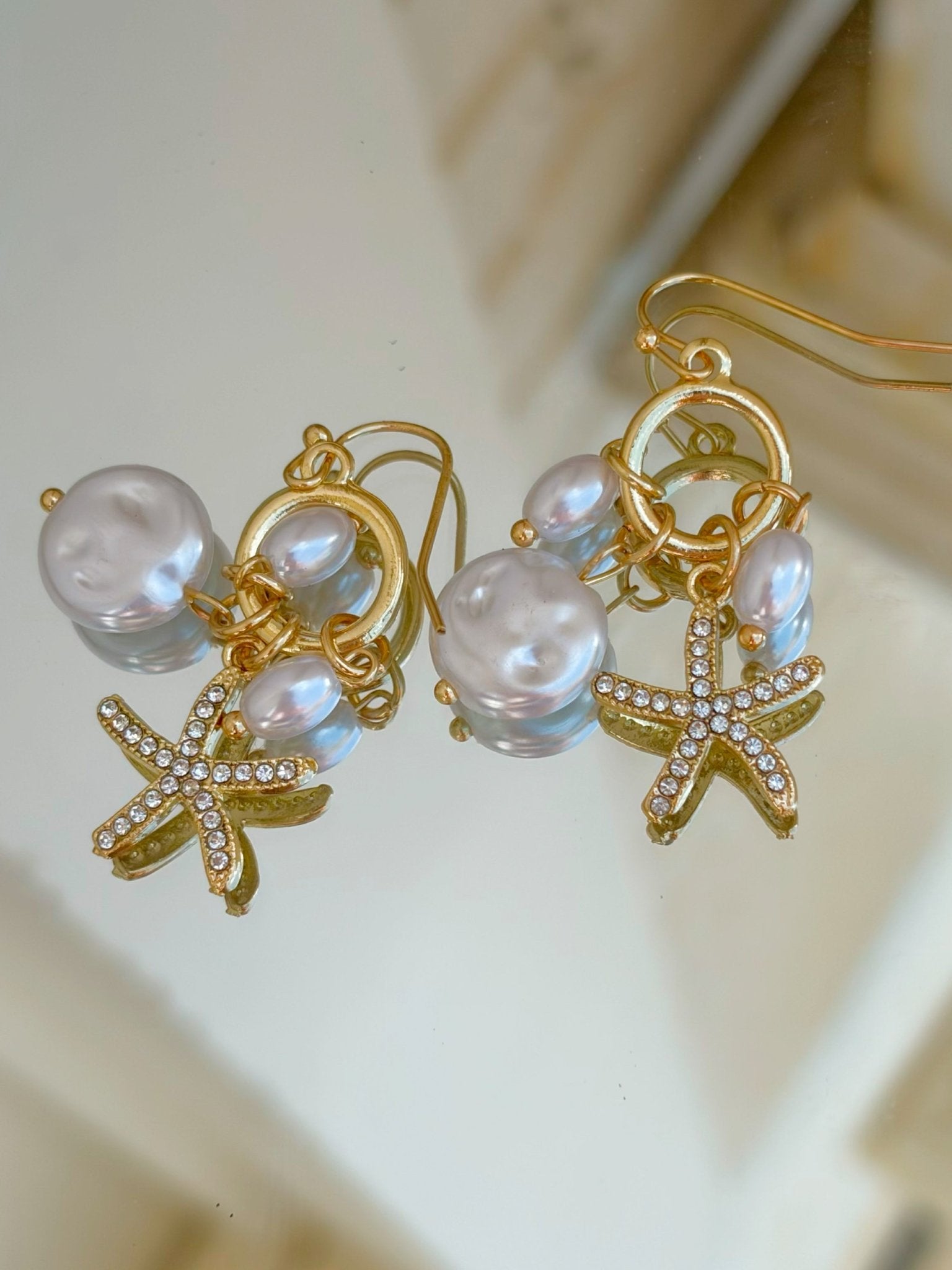 Pearl & Starfish Cluster Drop Earrings - Jessi Jayne Boutique