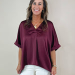 Harvest Hues Luxe Drape V - Neck Top - Jessi Jayne Boutique