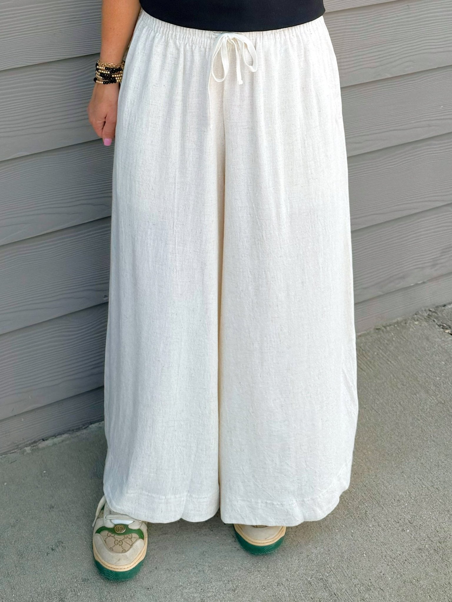 Natural Wide Leg Crop Linen Pants - Jessi Jayne Boutique