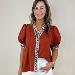 Wild Contrast Ruffle Sleeve Top - Jessi Jayne Boutique