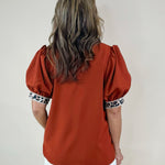 Wild Contrast Ruffle Sleeve Top - Jessi Jayne Boutique