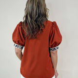 Wild Contrast Ruffle Sleeve Top - Jessi Jayne Boutique