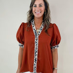 Wild Contrast Ruffle Sleeve Top - Jessi Jayne Boutique