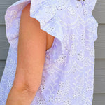 Lavender Eyelet Ruffle Sleeve Mini Dress - Jessi Jayne Boutique