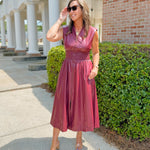 Power Play Pleather Midi Dress (Black and Maroon) - Jessi Jayne Boutique