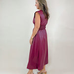 Power Play Pleather Midi Dress (Black and Maroon) - Jessi Jayne Boutique