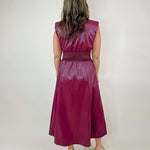 Power Play Pleather Midi Dress (Black and Maroon) - Jessi Jayne Boutique