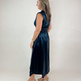 Power Play Pleather Midi Dress (Black and Maroon) - Jessi Jayne Boutique