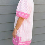 Pink Stripe Tunic Mini Dress with Pockets - Jessi Jayne Boutique