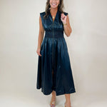Power Play Pleather Midi Dress (Black and Maroon) - Jessi Jayne Boutique