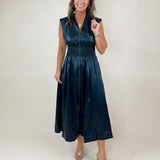 Power Play Pleather Midi Dress (Black and Maroon) - Jessi Jayne Boutique