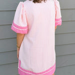 Pink Stripe Tunic Mini Dress with Pockets - Jessi Jayne Boutique