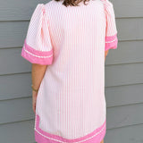 Pink Stripe Tunic Mini Dress with Pockets - Jessi Jayne Boutique