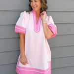 Pink Stripe Tunic Mini Dress with Pockets - Jessi Jayne Boutique