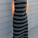 Black & Cream Stripe Sleeveless Polo Dress - Jessi Jayne Boutique