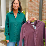 Satin Romance Button - Front Blouse - Jessi Jayne Boutique