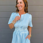 Blue Picnic Smocked Maxi Dress - Jessi Jayne Boutique