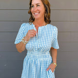 Blue Picnic Smocked Maxi Dress - Jessi Jayne Boutique