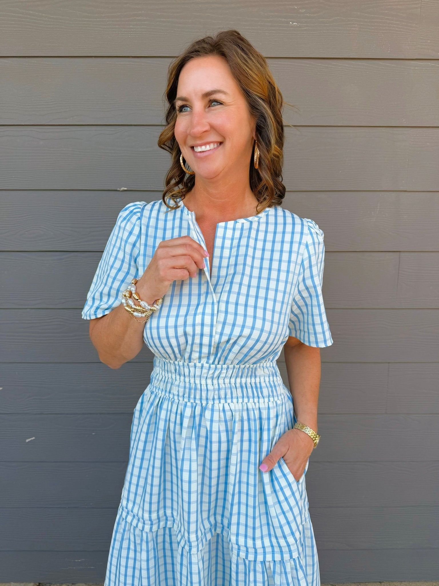 Blue Picnic Smocked Maxi Dress - Jessi Jayne Boutique
