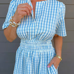 Blue Picnic Smocked Maxi Dress - Jessi Jayne Boutique