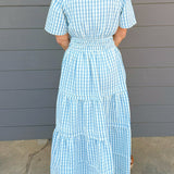 Blue Picnic Smocked Maxi Dress - Jessi Jayne Boutique