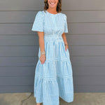 Blue Picnic Smocked Maxi Dress - Jessi Jayne Boutique